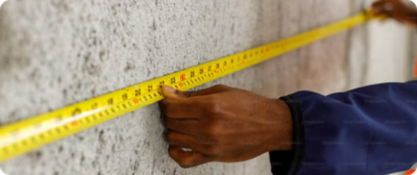 Close-up of a hand measuring against a wall with a tape measure, symbolizing precision and benchmarking in SaaS growth metrics.